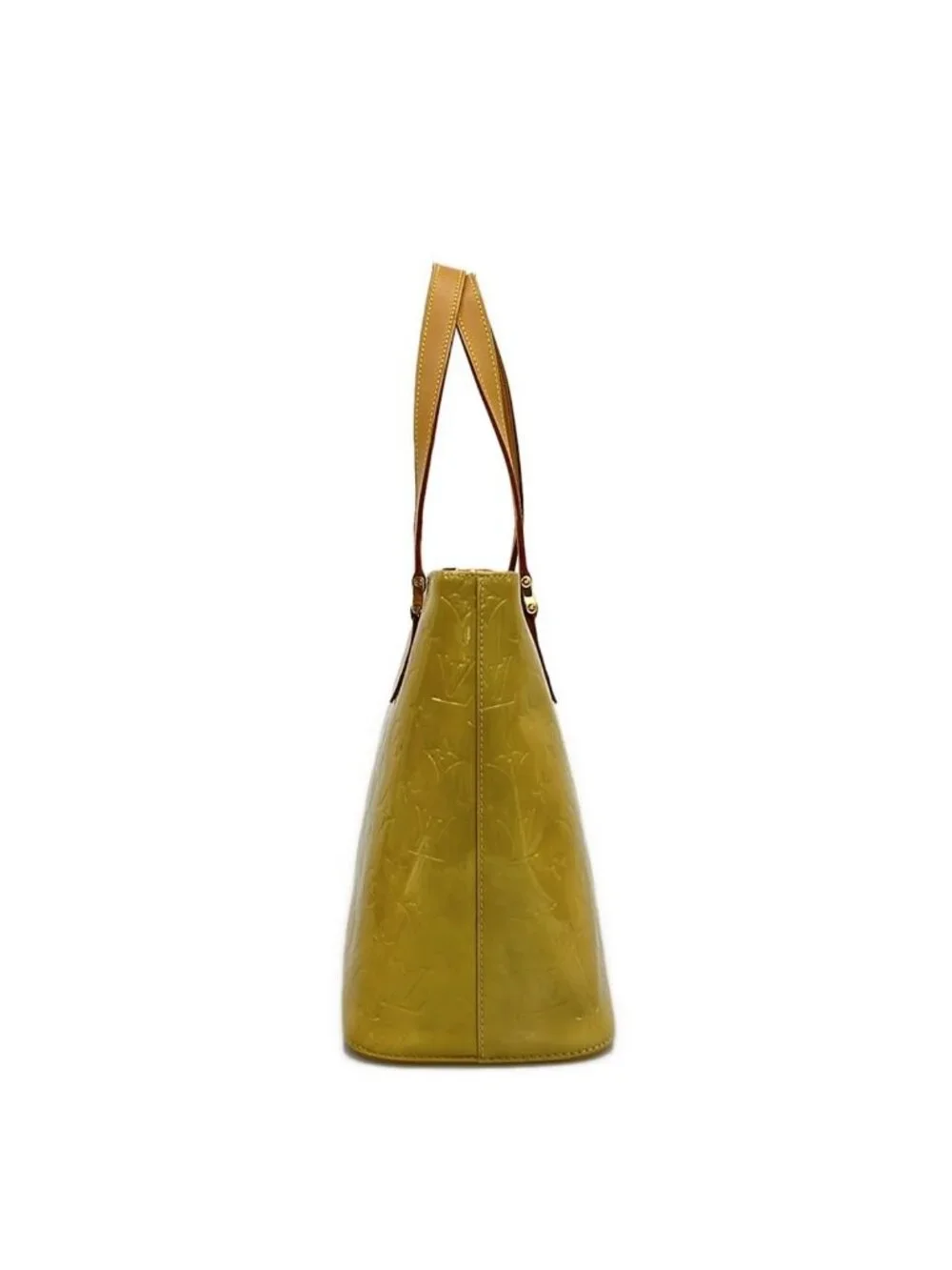 ★SOLD★ Louis Vuitton Tote Monogram Vernis Houston Soft Beige Leather - Picture 2 of 11